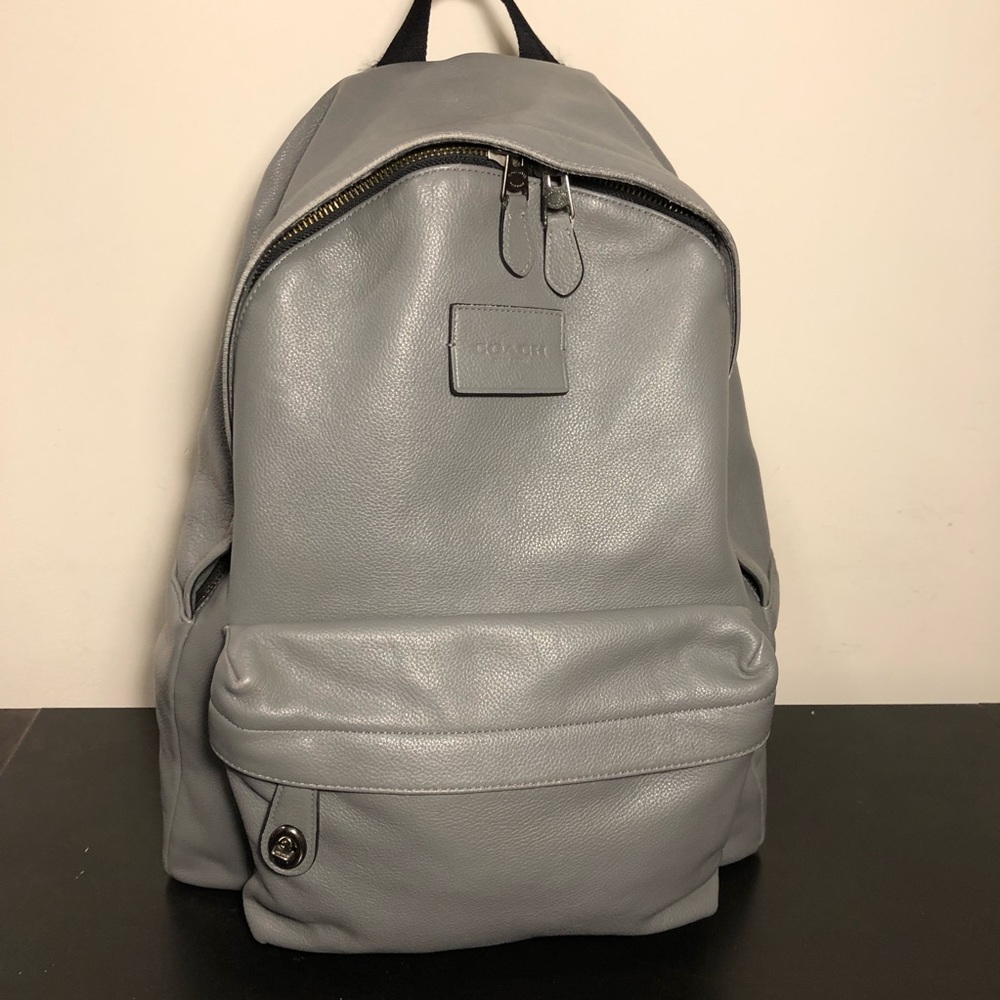 Coach Men’s Pebble Leather Campus Backpack in Gray